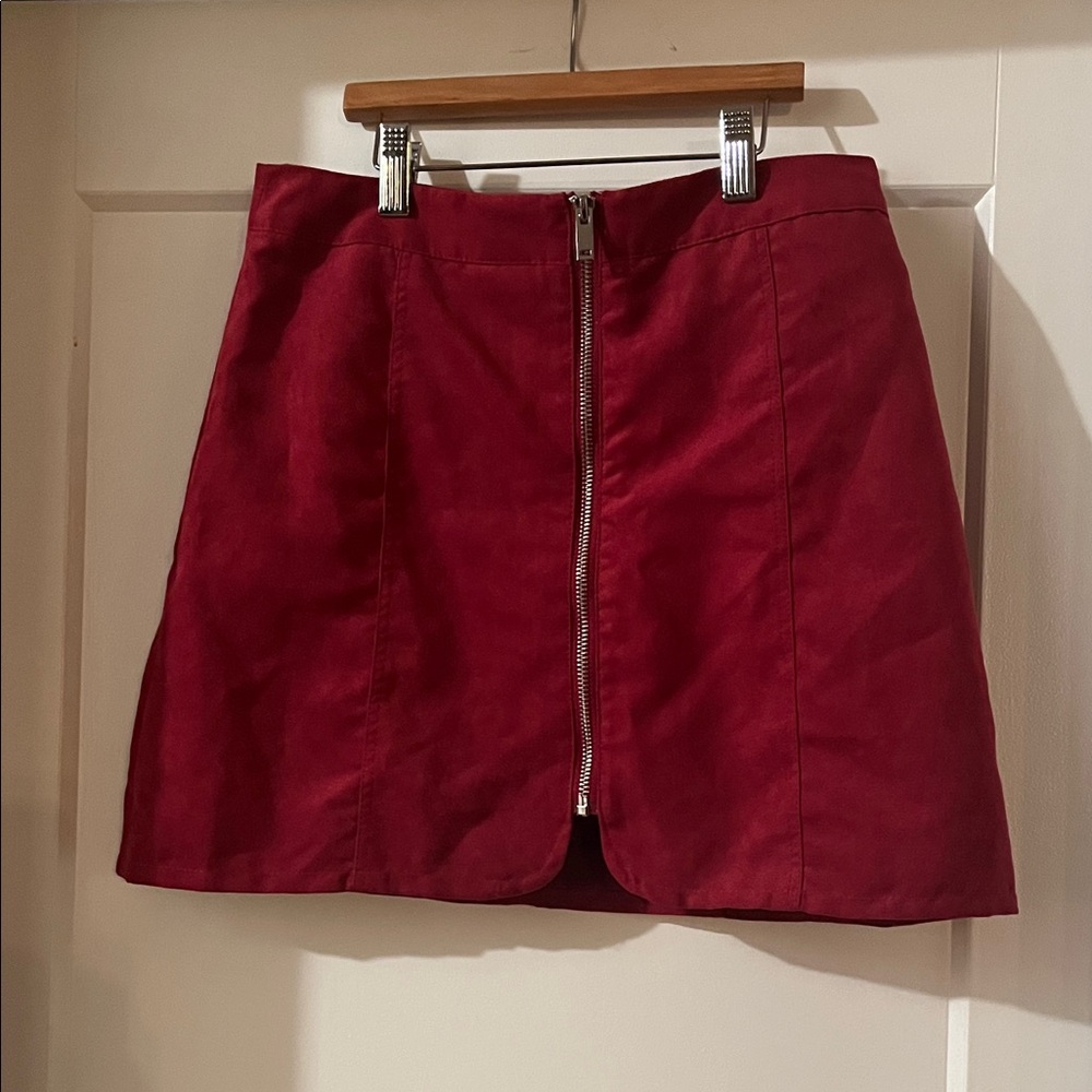 H&M burgundy Zip-Front Mini Skirt
